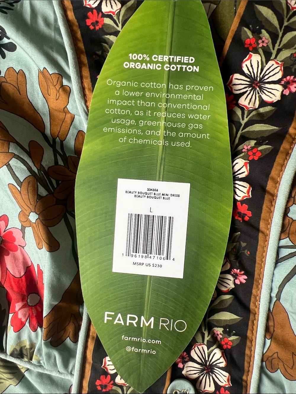 Farm Rio Blue Beauty Bouquet Mini Dress-NWT - Picture 8 of 8